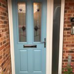 Composite door in duck egg blue with murano glass - Beeston