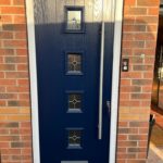 Composite door in dark blue with "finesse" glass - Chilwell