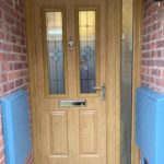 Composite Endurance door, "Etna" door in Irish oak with "Spring" glass