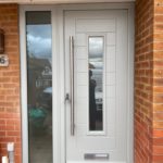 Composite Endurance door, "Fuji" in pearl grey with matching frame